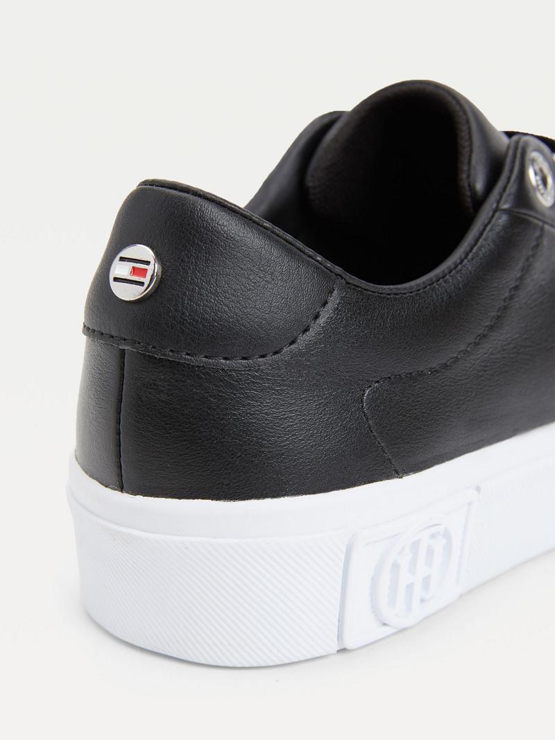 Női Tommy Hilfiger Bőr Creeper Alkalmi Cipő Fekete | HU 590XYU